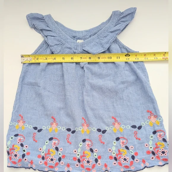 GAP Kids (Medium) Sleeveless Dress with Ruffled V-Neck & Colorful Embroidery - Picture 7 of 12